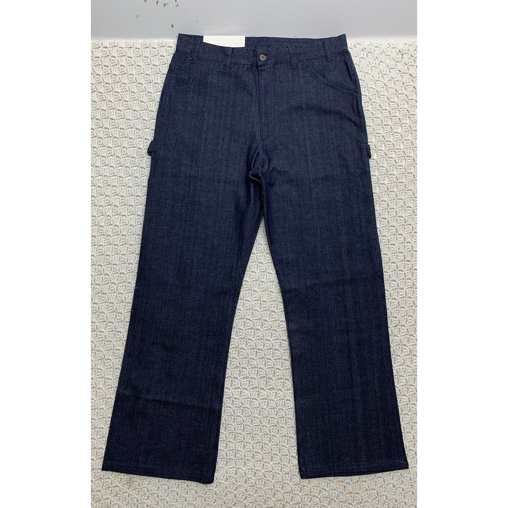 Vtg Basilius Cargos Jeans Mens Tag 36x32 approx 34x32 Wide Leg Blue Denim Usa - Picture 1 of 13